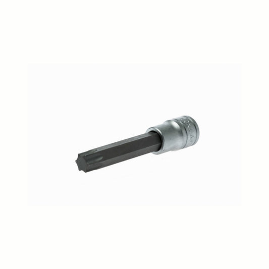 Silver and Black Teng Tools 1/2" Long Hex Bit Socket with engraving of tool details on the side, bare tool 