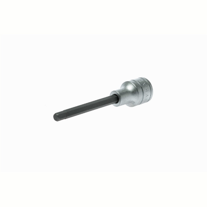 Silver and Black Teng Tools 1/2" Long Hex Bit Socket with engraving of tool details on the side, bare tool 