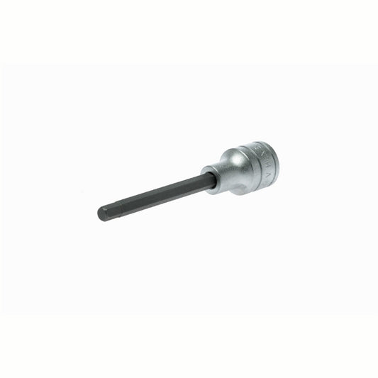 Silver and Black Teng Tools 1/2" Long Hex Bit Socket with engraving of tool details on the side, bare tool 