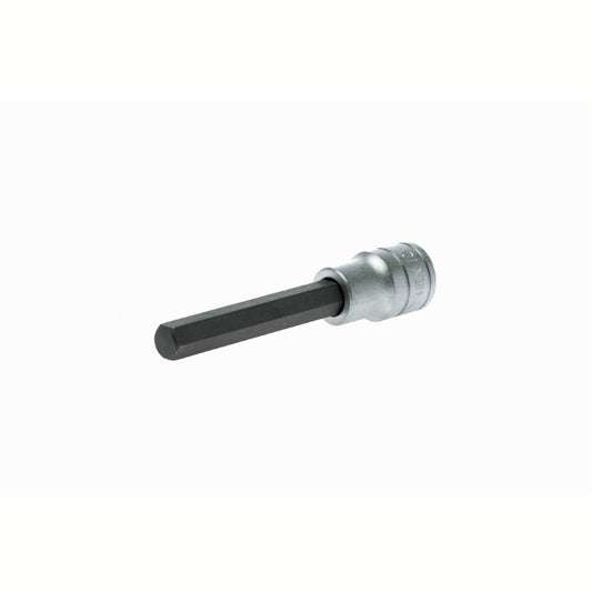 Silver and Black Teng Tools 1/2" Long Hex Bit Socket with engraving of tool details on the side, bare tool 