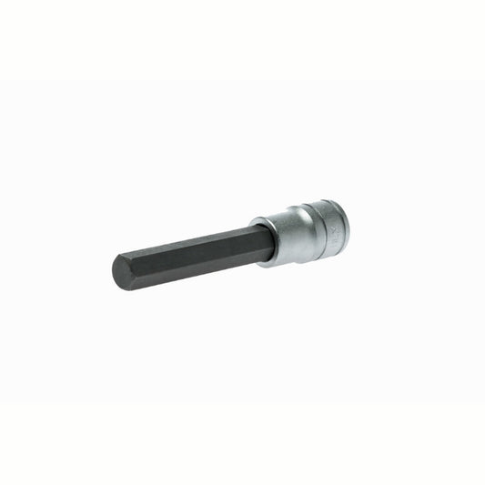 Silver and Black Teng Tools 1/2" Long Hex Bit Socket with engraving of tool details on the side, bare tool 