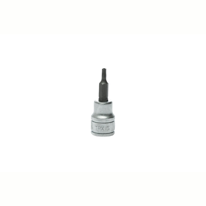 Silver and Black Teng Tools 3/8" Bit Socket with engraving of the tool details on the side, bare tool 