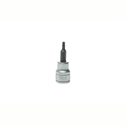 Silver and Black Teng Tools 3/8" Bit Socket with engraving of the tool details on the side, bare tool 