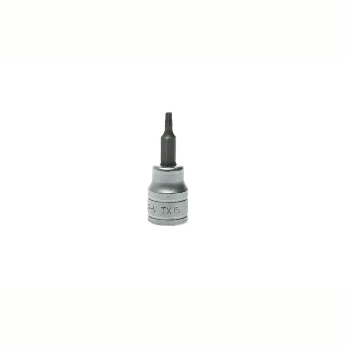 Silver and Black Teng Tools 3/8" Bit Socket with engraving of the tool details on the side, bare tool 