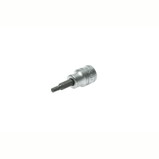 Silver and Black Teng Tools 3/8" Hex Bit Socket with engraving of the tool details on the side, bare tool 