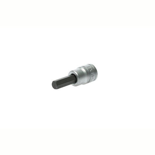 Silver and Black Teng Tools 3/8" Hex Bit Socket with engraving of the tool details on the side, bare tool 