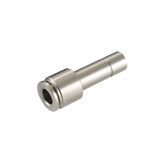 Silver Nickel Push On Fitting on a white background