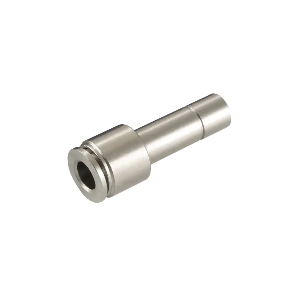 Silver Nickel Push On Fitting on a white background