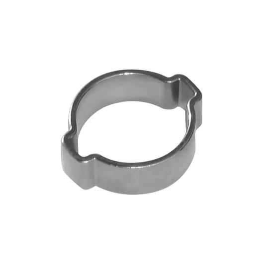 Grey Steel O Ring Pipe Clip on a white background