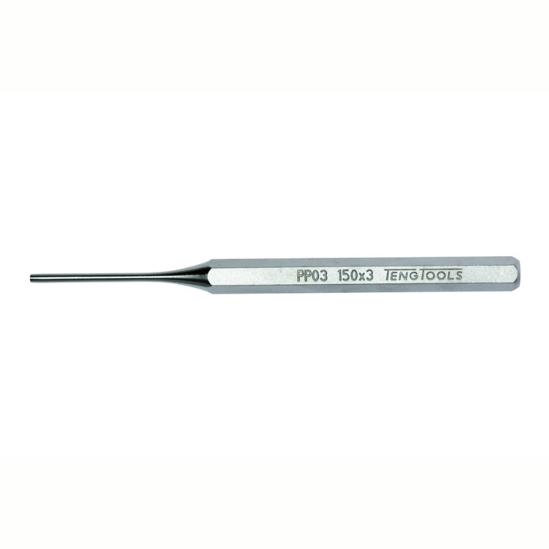 Silver Teng Tools Parallel Pin Punch with engraving of the tool details on the side, 