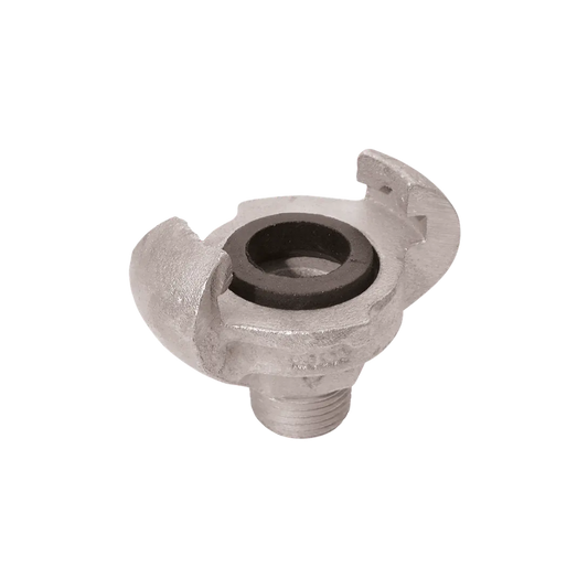 Silver Zinc Plated Iron Claw Coupler Fitting on a white background