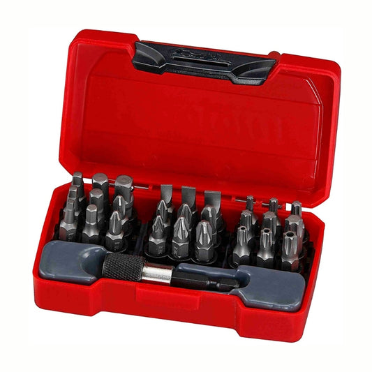 Teng Tools Bit Set Mixed 28 Pieces with red carry case, lid open, on a white background