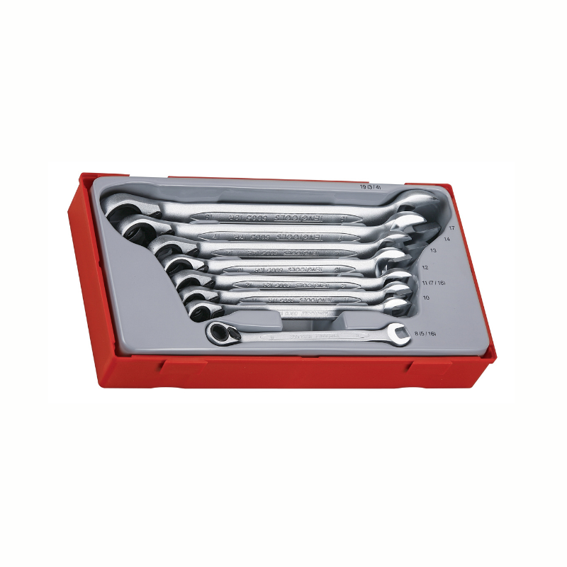 Teng Tools Spanner Set with red storage age, on a white background