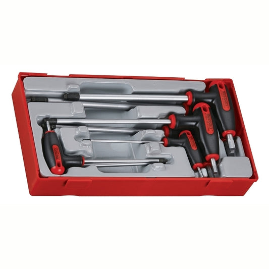 Teng Tools T-Handle Ball Point Hex Key 7 Pieces with grey and red carry case, 