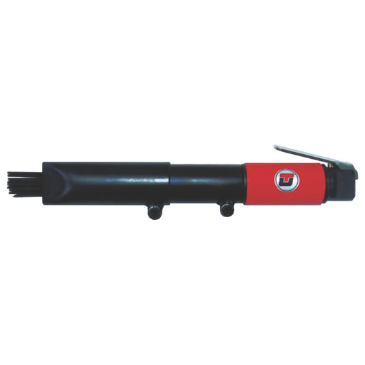 Red and Black Universal Tools Needle Scaler power tool with logo on the side, on a white background
