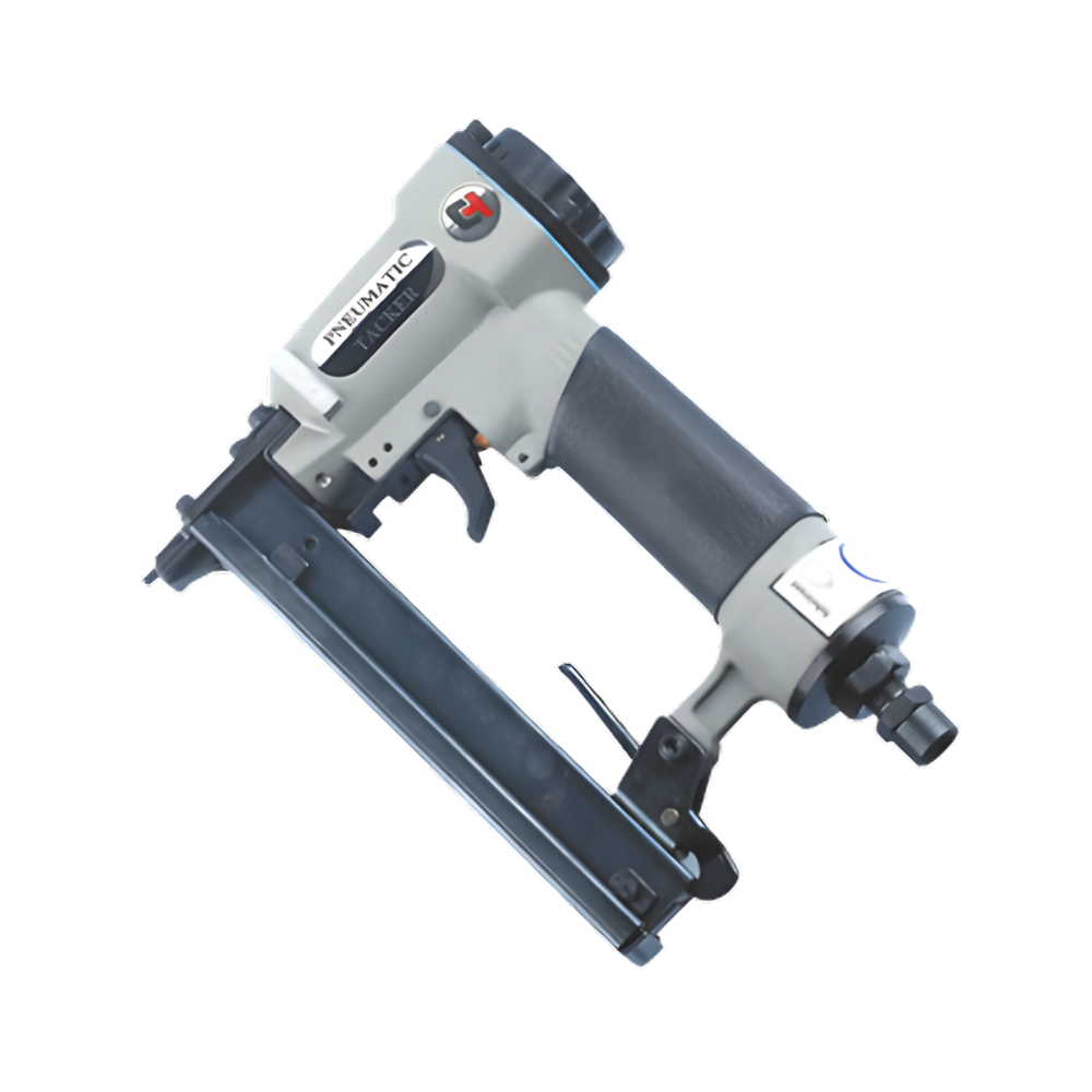 Grey Universal Tools staple gun, with logo on the side, on a white background